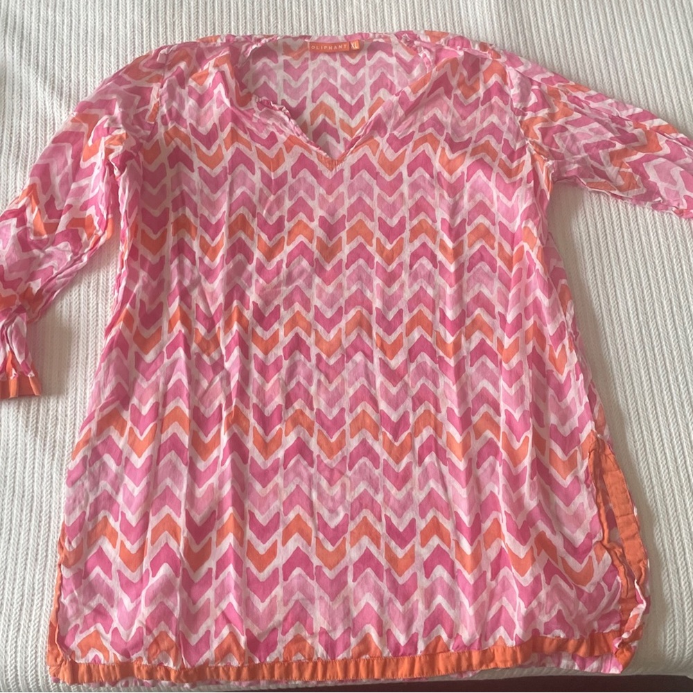 Oliphant pink & orange tunic top size large